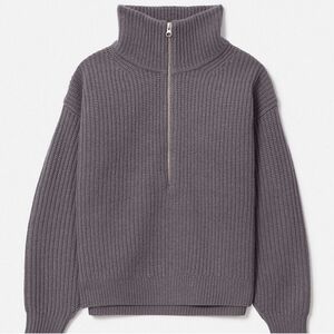 Everlane The Felted Merino Half-Zip Sweater -XS- Plum Grey